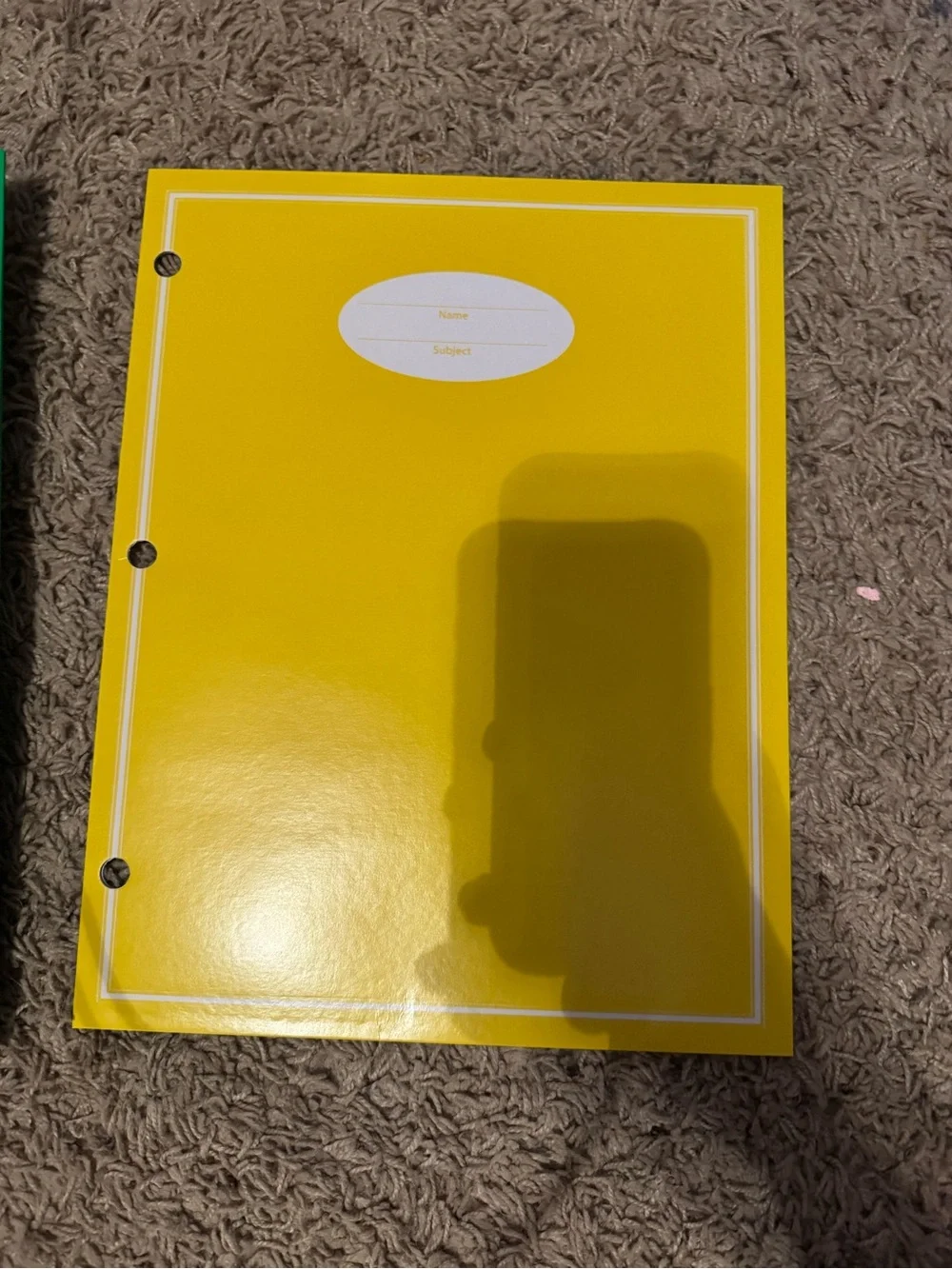 Yellow 3-Hole Plastic Binder